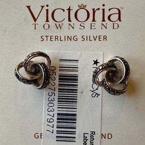 Victoria Townsend 925 Silver Diamond Knot Earrings